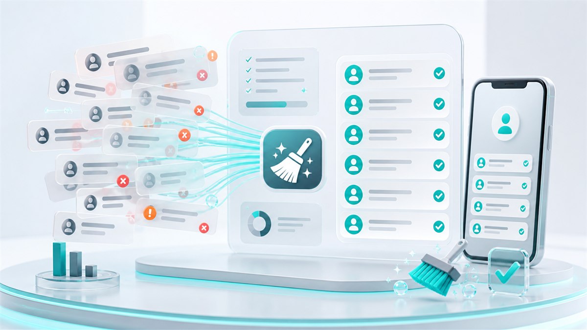 Illustration of bulk phone number cleaning